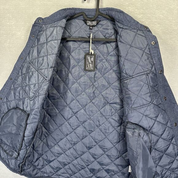NWT Benny Gold Quilted Snap Large Long Sleeve Shirt Jacket Shacket Blue Men’s - Picture 3 of 12